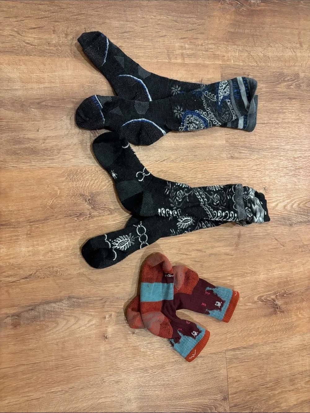 Smartwool Women's Patterned Crew and Ankle Socks - Black, Blue, Red, Orange